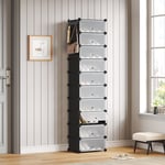 Armoire à Chaussures, Armoire modulable, Étagère de Rangement à Chaussures en Plastique, 10 Compartiments - Noir - Mondeer