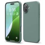 elago Coque Silicone Liquide Premium Compatible avec iPhone 16 Plus Étui, Housse de Protection Intégrale, Antichoc, Étui Mince, Doublure en Microfibre Antirayures (Vert Nuit)