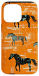 Coque pour iPhone 14 Pro Max Orange Pop Art Peinture Géométrique Cheval Sauvage