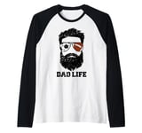 Mens Soccer Football Dad Messy Hair Beard Soccer Football Dad Raglan Baseball Tee