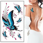 Tatouage Temporaire Autocollant Papillon Bleu Fête Cadeau Plage Neuf