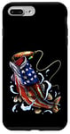 Coque pour iPhone 7 Plus/8 Plus Pêche au bar poisson drapeau américain papa père 4 juillet