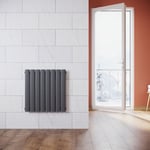 Radiateur eau chaude en acier Conception murale Vertical Tube plat Radiateur chauffage central 630x619mm Panneau Unique Anthracite (421W) - Sonni