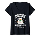 Womens Surviving The Teacher Life One Meltdown At A Time V-Neck T-Shirt