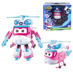 Super Wings Dizzy Deluxe Transforming, 2 Modes Robot Deformation Airplane Action Figures Anime Toys for 3+ Year Old Boys Girls w/Lights & Sounds, 6", Verts