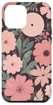 Coque pour iPhone 14 Plus Orange Rose Pêche Rétro années 70 Groovy Fleurs de prairie