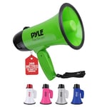 Pyle Haut-Parleur Mégaphone Portable avec Sirène - Mégaphone Porte-Voix Compact et Fonctionnant sur Piles avec Puissance de 20 Watts, Microphone, 2 Modes, Sonorisation PA et Poignée Pliante - Vert