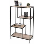 Meuble de rangement meuble d'entrée console d'entrée bibliotheque 4 etageres 69x33xh114cm avec structure en metal noir colorado