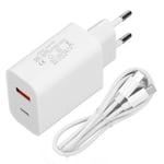 QC3.0 18W PD Fast Charge Dual Port Fast Power Adapter Type C - Type C -kaapeli älypuhelimelle 100-240VEU Plug