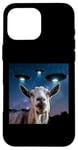 Coque pour iPhone 16 Pro Max Costume de chèvre en peluche de chèvre pour enfants avec selfie avec ovnis