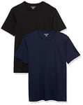 Amazon Essentials Men's T-Shirt Slim-Fit Short-Sleeve Crewneck, Pack of 2, Black/Navy, XS