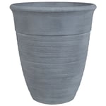 Cache-Pot Gris en Forme de Vase Diamètre 50 cm Pot de Fleurs en Pierre et Polyr