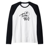 Teen Wolf Retro Vintage Werewolf Line Art Badge & Logo Manche Raglan