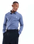 Hugo BOSS Passerby Long Sleeve Polo Shirt  Open Blue size 5XL PLUS SIZE