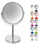 Spirella Miroir de Maquillage à Poser Miroir de beauté Miroir cosmétiques Double Face Miroir de courtoisie pivotant „Sydney“ grossissement x2 – Argent Brillant