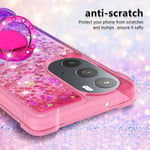 Yhteensopiva Motorola Moto Edge 30 Pro Case Liquid Sparkle Glitter -kuoren kanssa Kickstand Bling Diamond Ring -renkaan kanssa - vaaleanpunainen ja violetti