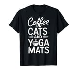 Funny Coffee Cats & Yoga Mats Mindful Spiritual Workout T-Shirt