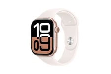 Apple Watch Series 10 GPS 46mm Boîtier en Aluminium Rose Gold avec Bracelet Sport Rose Tendre - M/L