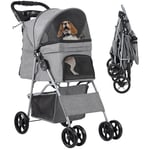 YITAHOME Poussette pour chien à 4 roues avec panier de rangement, poussette pour animaux de compagnie de petite et moyenne taille, chariot de voyage pliable avec porte-gobelet et panier de rangement