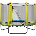 HOMCOM 4.6FT Kids Trampoline w/ Safety Net Enclosure for Kids 3-10 Years, Yellow