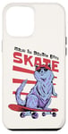 Coque pour iPhone 12 Pro Max Just Skate Fun Planche de skateboard rétro Motif chat Rouge