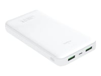 Puro - Strömförsörjningsbank - 20000 Mah - 12 Watt - 2.4 A - Fast Charge - 3 Utdatakontakter (2 X Usb, 24 Pin Usb-C) - Vit