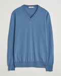 Canali Merino Wool V-Neck Light Blue