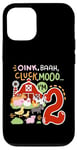 Coque pour iPhone 12/12 Pro Oink Baa Moo I'm 2 Farm Animals 2ème anniversaire 2 ans