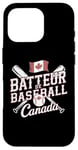 Coque pour iPhone 16 Pro Batteur de baseball Canada Feuille d'érable Drapeau canadien