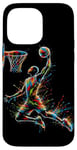 Coque pour iPhone 14 Pro Max Joueur de basket-ball Slam Dunk Splash Color Sport