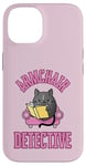 Coque pour iPhone 14 Fauteuil détective – Chat lisant un livre mystère confortable