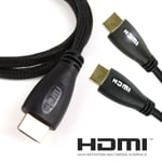 2m WHITE LIGHT-UP HDMI CABLE WITH ETHERNET 2160p Braided Wire DVD Player Blu-Ray