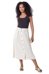 Roman Petite Womens Linen Blend Button A Line Midi Skirt - White - Size 18 UK