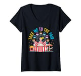 Womens Take Me To State And County Fairs Pop Corn Ferris Wheel V-Neck T-Shirt