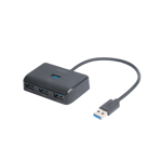 DELTACO – USB-A-hubi, 4 porttia, 5 Gbit/s, lisävirran syöttö, musta (UH-735)