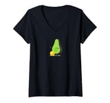 Womens Playful Avocado Design with Quirky Lost Seed Art V-Neck T-Shirt