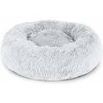 Panier Pour Chien 110cm Chau Peluche Lit Pour Chat Anti Dérapant Lavable Rond En Moelleux Coussin Anti Stress Lit Pour Chiens Et Chats (Gris Clair)