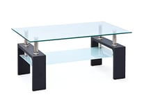 Inter Link - Table basse - Verre - Table de salon - Table basse - Table rectangulaire en verre pour le salon - Verre de sécurité - LxPxH : 100x60x45 cm - Noir - Dana