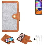 Felt Case + earphones for Samsung Galaxy A31 Cover light grey