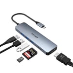 YLSCI Station d'accueil, HUB USB C de MacBook Pro/Air, Adaptateur USB C 6 en 1 Compatible avec MacBook Pro/Air, Surface Pro 8 et Autres Ordinateurs Portables de Type c (HDMI, 3 * USB 3.0, SD/TF 3.0)