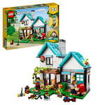 LEGO 31139 Creator 3 in 1 Cosy House Toy Set, Model Building Kit with 3 Different Houses plus Family Minifigures and Accessories, Gift for Kids, Boys and Girls