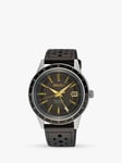 Seiko SSK013J1 Men's Presage Style 60s Road Trip GMT Automatic Leather Strap Watch, Black