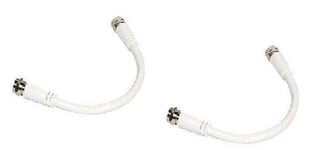 2x Short 14cm White F Plug Male to Male Cable fr Sky Satellite / Virgin Media TV