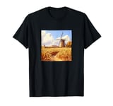 Wheat Fields With Windmills Landscape Vintage Graphic T-Shirt