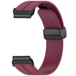 SKALO Silikonarmband metallspänne Garmin Fenix 8 Amoled 47mm - Vinröd