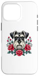 iPhone 16 Pro Max Roses Flowers Miniature Schnauzer Schnauzers Case