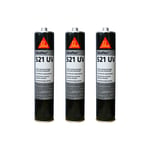 Sika - Lot de 3 colle-mastics hybrides flex 521 uv - Gris clair - 300ml - Gris clair