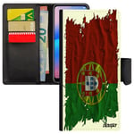 Coque Pour Samsung A6 Plus 2018 Simili Cuir Portefeuille Drapeau Portugal Portugais Coupe D'europe Jeux Olympiques Jo Foot De Galaxy