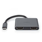 Adaptateur Multi-Ports USB USB 3.2 Gen 1 USB-C™ Mâle 2x HDMI™ 0.10 m Rond Plaqué nickel PVC Noir Boîte