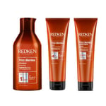 REDKEN, Shampoing Anti-Frisottis + Masque Lissant + Soin Protecteur de Chaleur pour Cheveux Rebelles & Indisciplinés, Protection contre l'Humidité, Frizz Dismiss, 300 ml + 300 ml + 250 ml